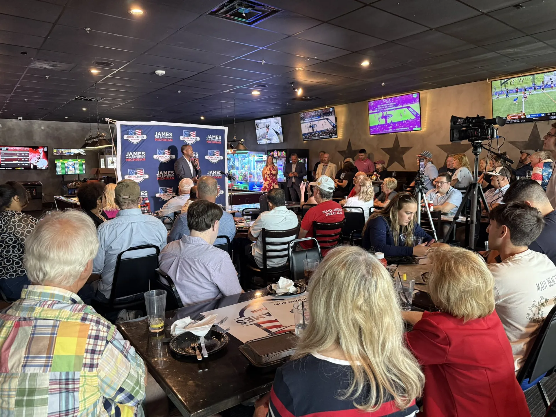 Michiganders gathered at a John James town hall